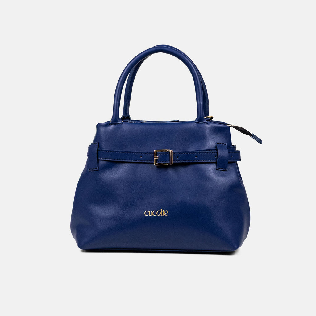 Bolso Cuco mini de piel, color azul — Cucolie, hecho a mano en Vic