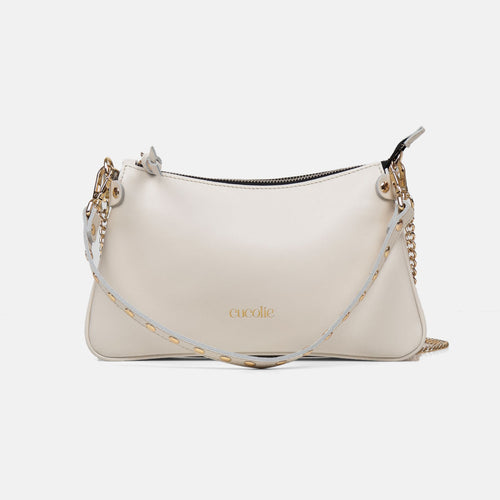 Bolso Colin mini de piel, color blanco — Cucolie, hecho a mano en Vic (vista 1)