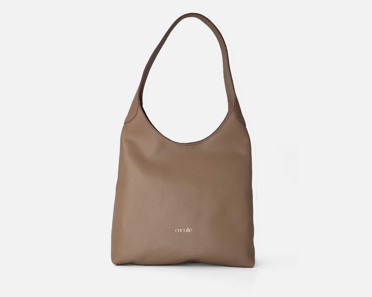 Bolso Jolie Shopper de piel, color taupe — Cucolie, hecho a mano en Vic