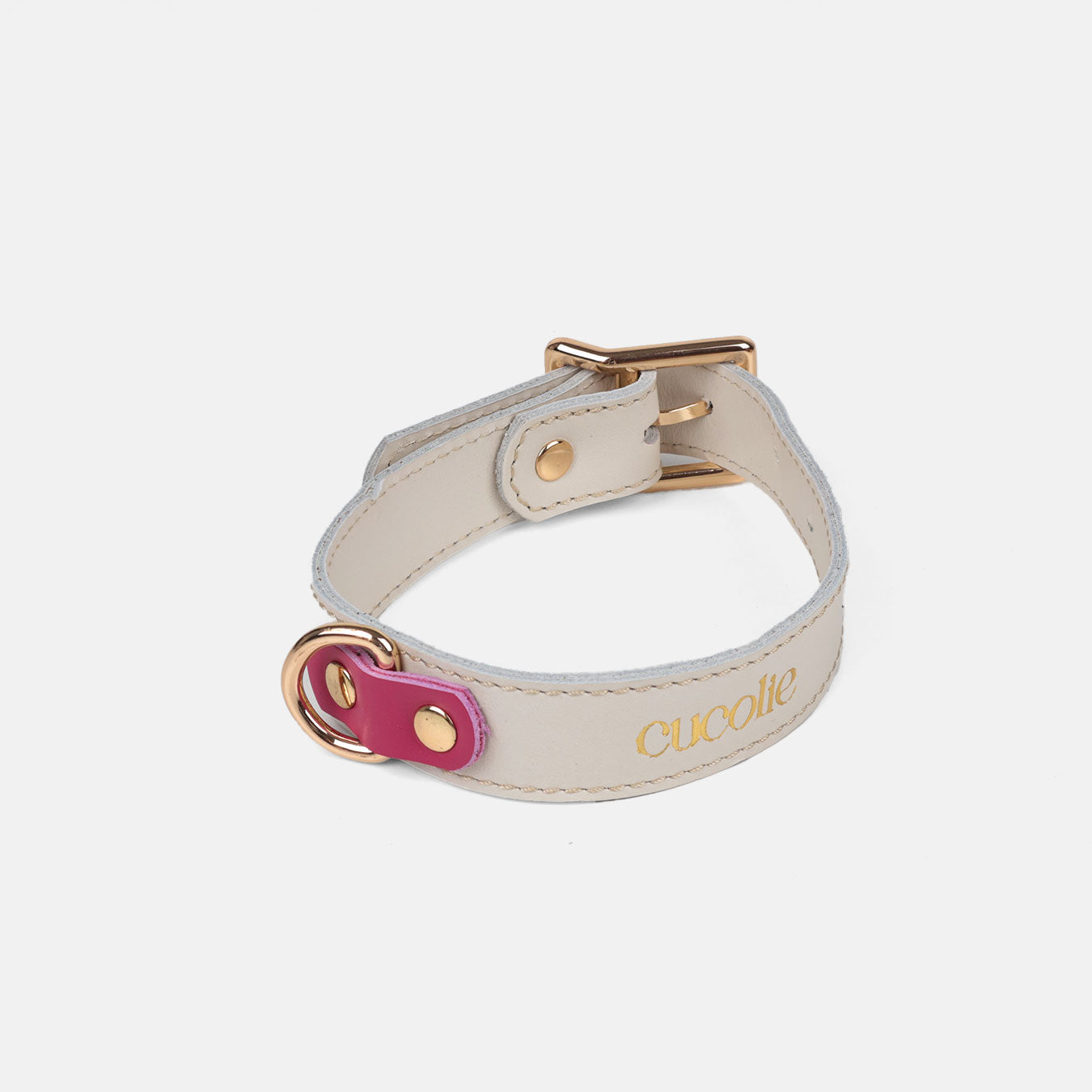 Collar Bimba M blanco con detalle fucsia