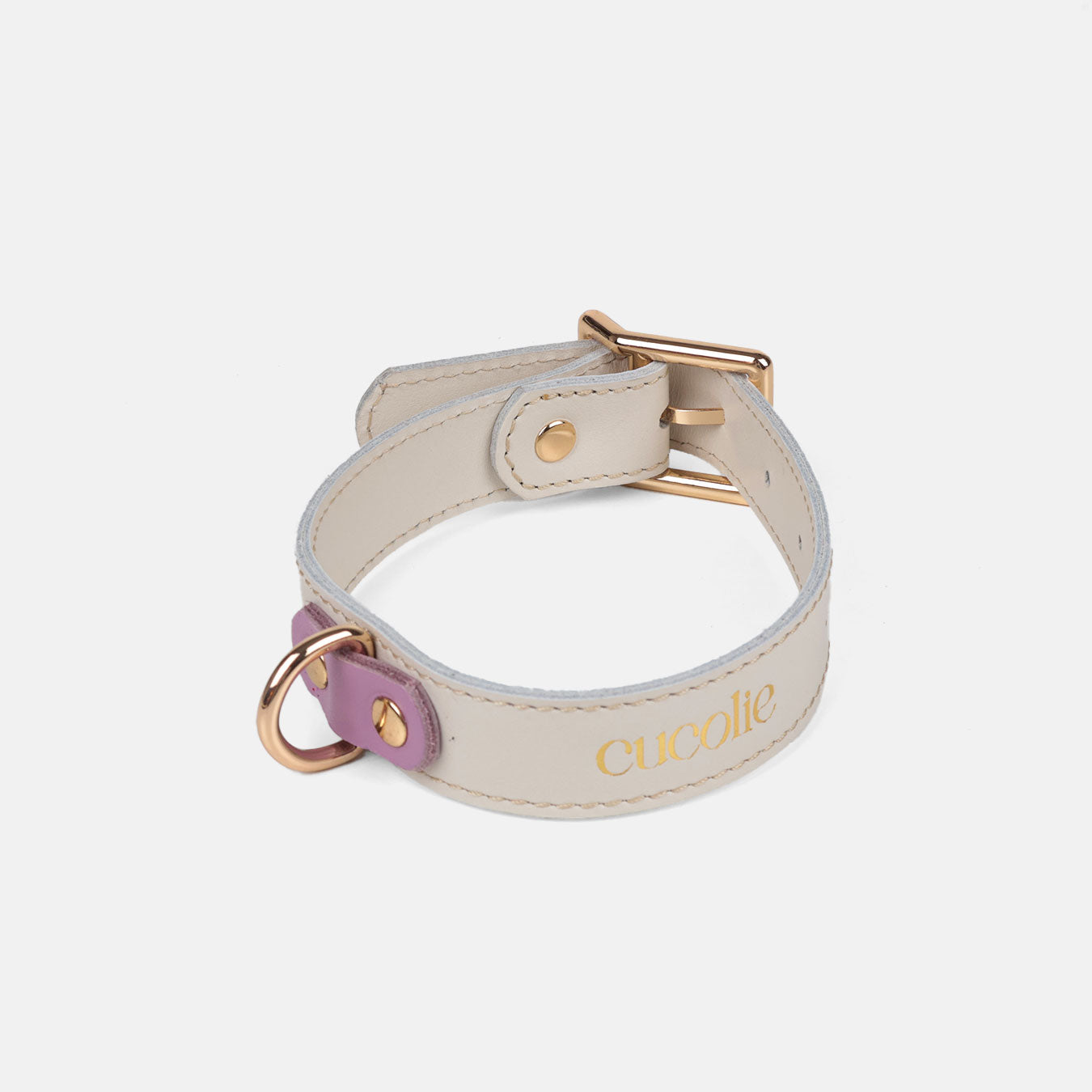 Collar Bimba M blanco con detalle lila