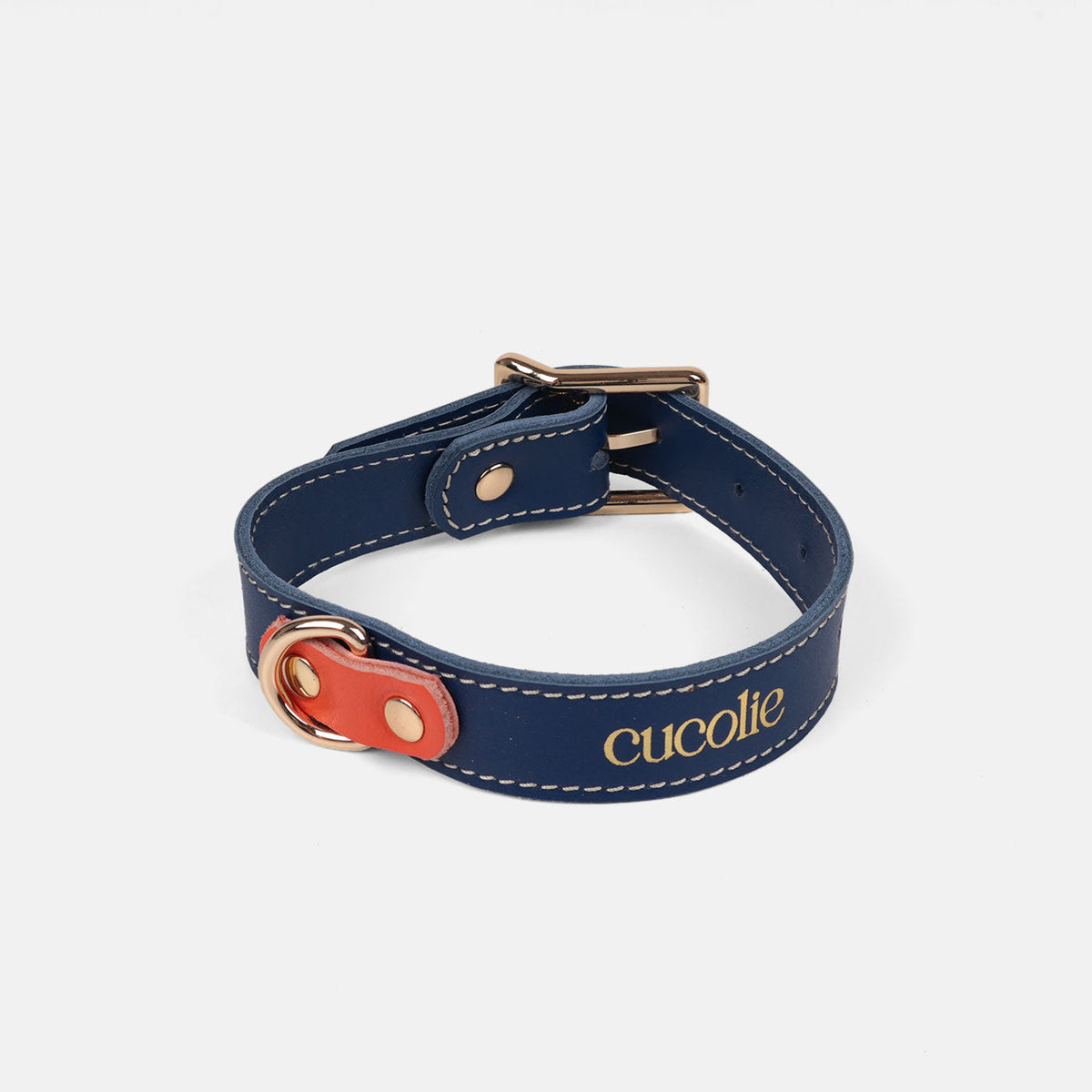 Collar Bimba M azul con detalle naranja