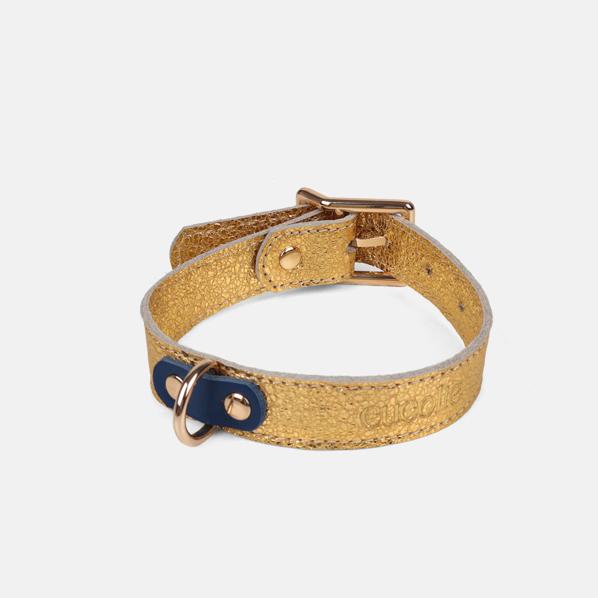 Collar Bimba M dorado con detalle azul