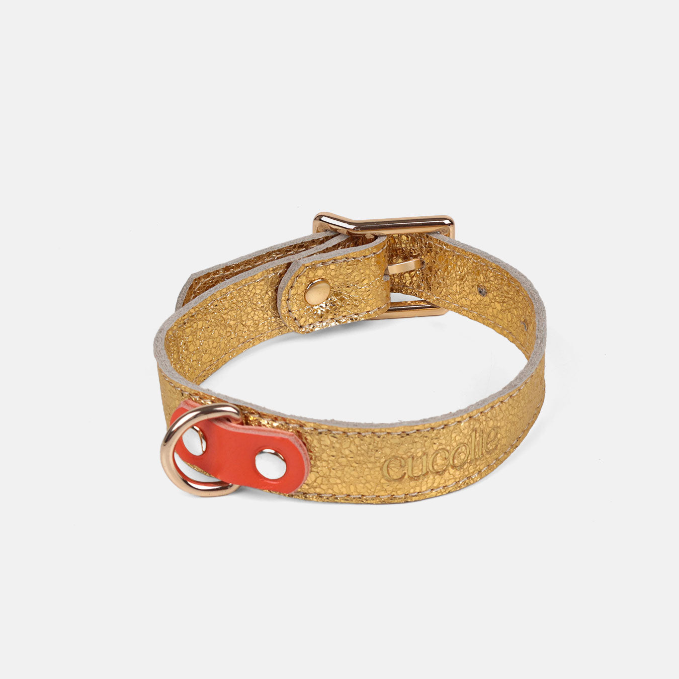 Collar Bimba M dorado con detalle naranja