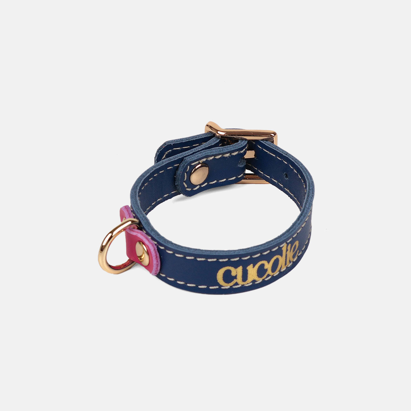 Collar Bimba S azul con detalle rosa