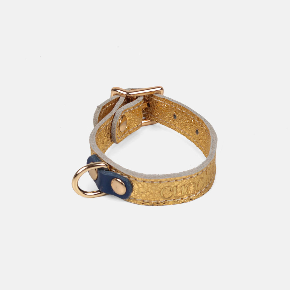 Collar Bimba S dorado con detalle azul