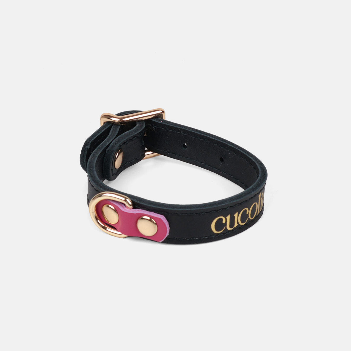 Collar Bimba S negro con detalle fucsia